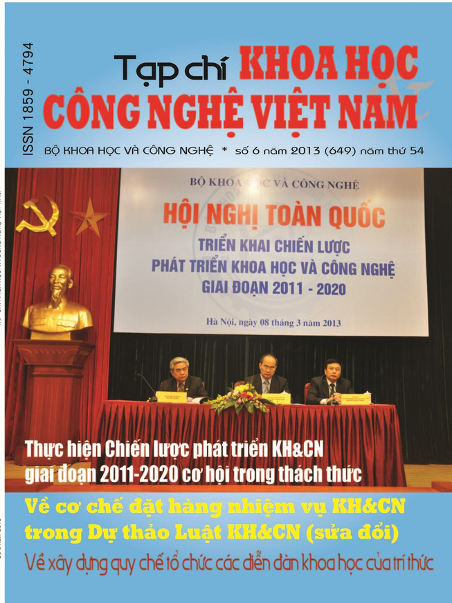 Tạp chí Khoa học và Công nghệ Việt Nam số 6 năm 2013 (649)