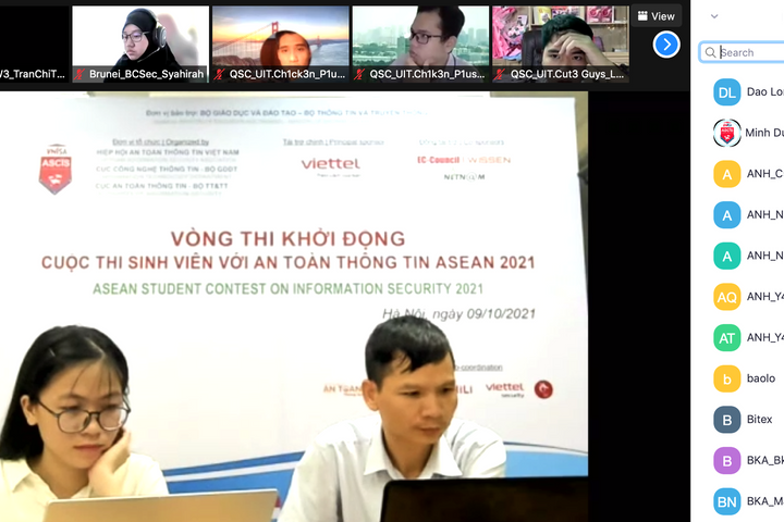 156 đội thi từ 8 nước ASEAN tham dự cuộc thi sinh viên với ATTT năm 2021