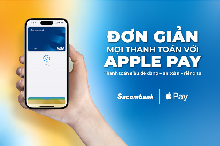 Thẻ Visa được phát hành bởi Sacombank đã hỗ trợ Apple Pay