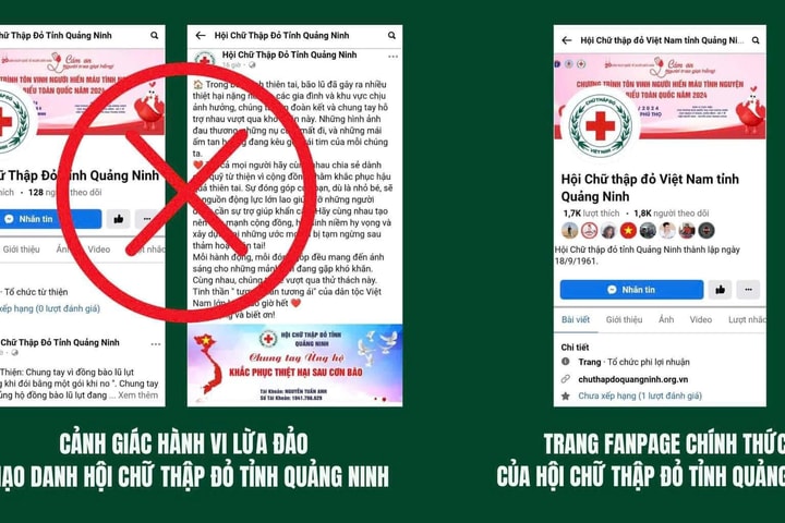 Mạo danh fanpage Hội Chữ thập đỏ Quảng Ninh để kêu gọi quyên góp ủng hộ người dân vùng bão