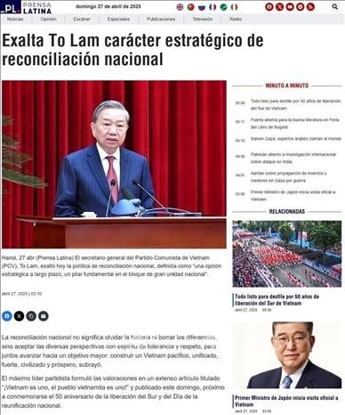 Thông điệp "Nước Việt Nam là một" vang vọng truyền thông Mỹ Latinh