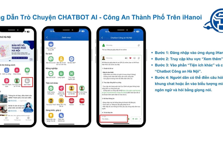 iHanoi ra mắt hai tính năng mới: Trợ lý ảo và Tổng đài viên AI Công an Hà Nội