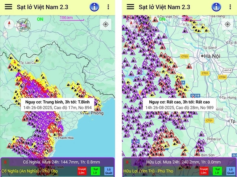 Ứng dụng cung cấp thông tin cảnh báo sạt lở, lũ quét theo thời gian thực