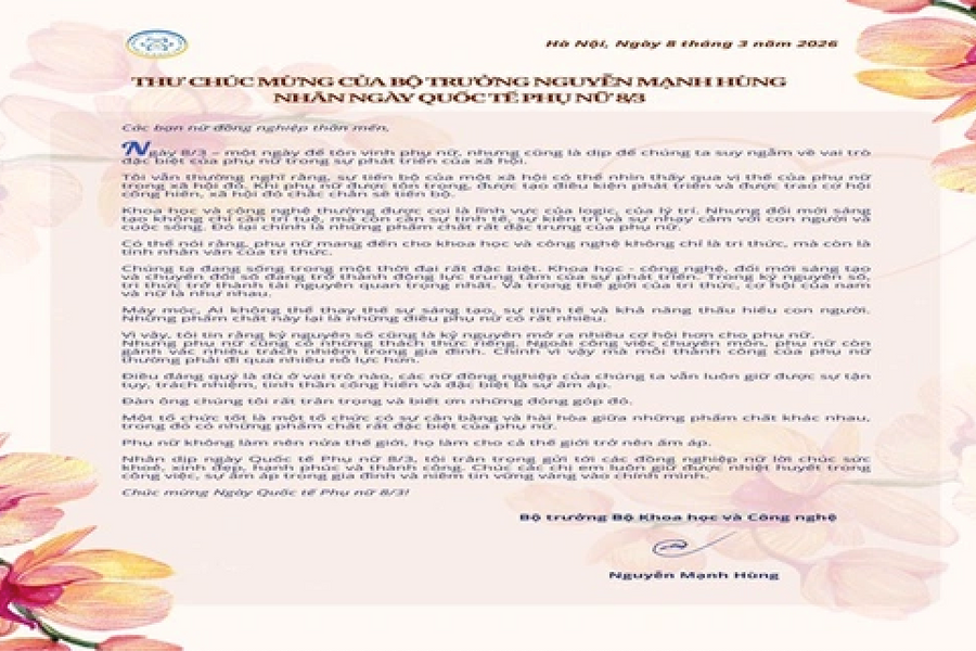 Bộ trưởng Nguyễn Mạnh Hùng: Kỷ nguyên số mở ra nhiều cơ hội hơn cho phụ nữ