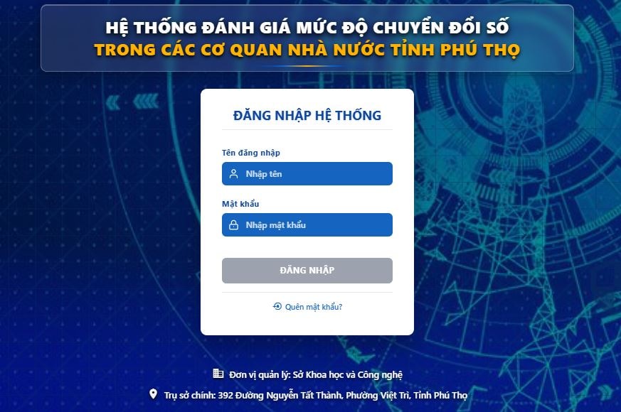 Phát triển hệ thống phần mềm phục vụ đánh giá chỉ số chuyển đổi số trong các cơ quan nhà nước tỉnh Phú Thọ
