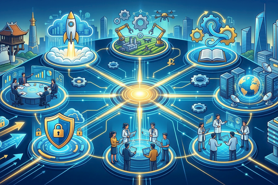 [Infographic] 7 nhóm nhiệm vụ trọng tâm phát triển KHCN, đổi mới sáng tạo và chuyển đổi số